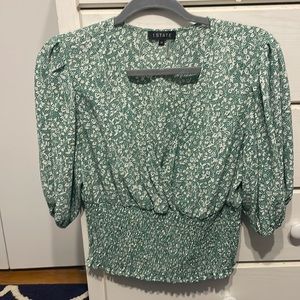 1. State medium green floral top